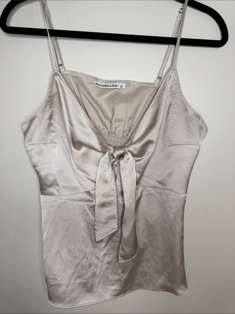 Abercrombie & Fitch Champagne Satin Tie-Front Cami